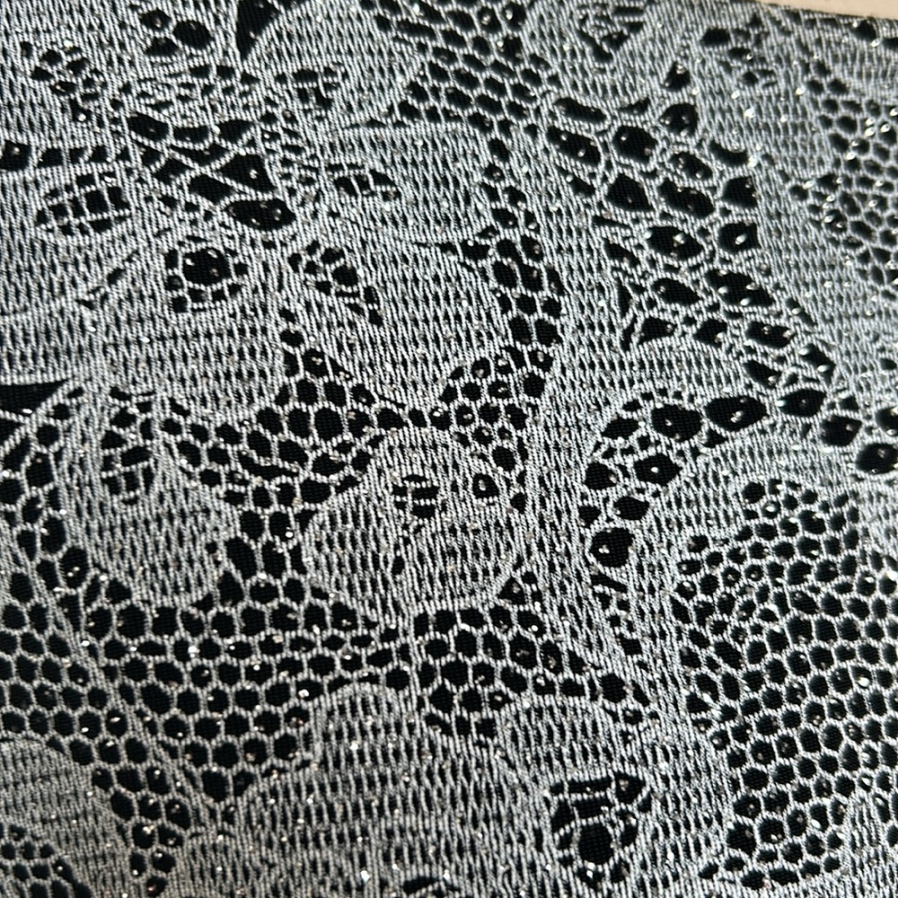 Alex‎ Evenings 2 Piece Dress Jacket Set Formal Shimmer Floral Silver/Black 14 - Picture 8 of 17